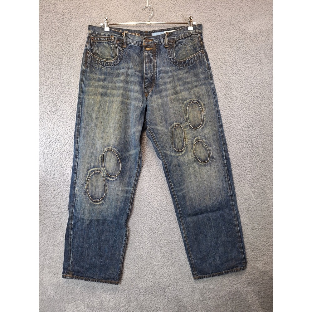 AZZURÉ Mens Jeans 38W x 34L (Fits 38x32) Distressed Straight Leg Love Life Denim